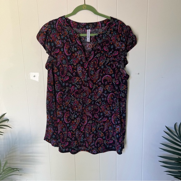 Scarlett Multicolored Cap Sleeve Blouse - Picture 1 of 5
